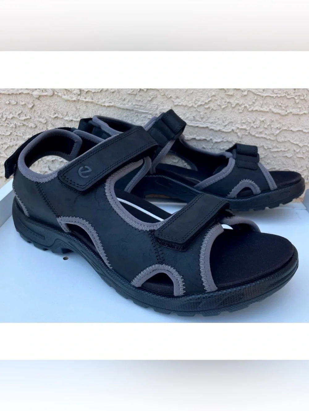 ECCO Onroads 3 Straps Mens US 13-13.5 EU 47 Black Hiking Walking Water Sandals